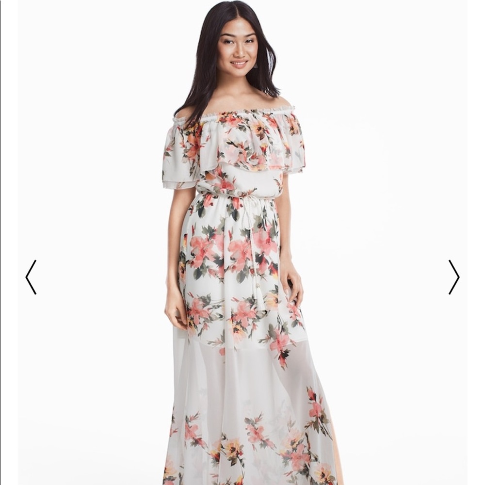 WHBM OFF-THE-SHOULDER FLORAL MAXI DRESS - size S